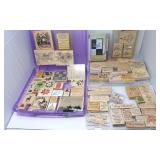 Wood Mounted Red Rubber Stamps - Christmas