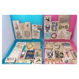 Wood Mounted Red Rubber Stamps - Christmas