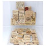 Wood Mounted Red Rubber Stamps - Christmas Words