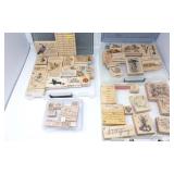 Wood Mounted Red Rubber Stamps - Halloween &