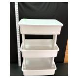 3 Tiered White Rolling Cart