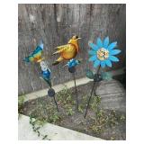 (3) Solar Powered Light Up Garden Stakes - Bird,