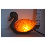 Brass & Amber Glass Mallard Duck Accent Light