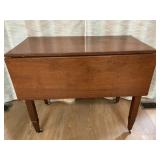 Antique Drop Leaf Table On Wheels