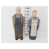 Wooden Farmer & Wife Figures w/Moveable Arms