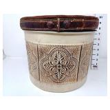 Rustic Punched Tin Container w/Faux Leather Lid