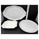 (2) White Platters & Bowl