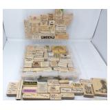 Wood Mounted Red Rubber Stamps - Assortment