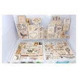 Wood Mounted Red Rubber Stamps - Words & Designs