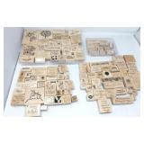 Wood Mounted Red Rubber Stamps - Assorted