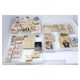 Wood Mounted Red Rubber Stamps - 4th of July,