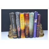 Hand-Cast Metalware Bookends w/(7) Hardcover Books
