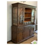Lighted Hutch w/Beveled Cut Glass Doors, 6 Drawers