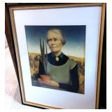 Grant Wood - Woman w/Plants Print