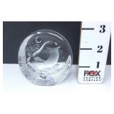 Mats Jonasson Chickadee Crystal Figure - Signed