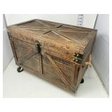 Small Distressed Trunk on Wheels