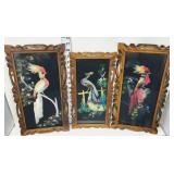 (3) Framed Feathercraft Bird Wall Art - Mexico