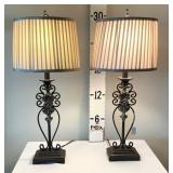 (2) Table Lamps w/Metal &Wood Bases