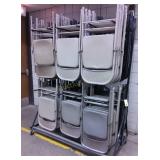 (80) metal folding chairs w/ rolling rack