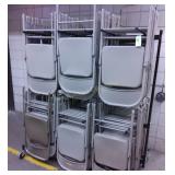 (65) metal folding chairs w/rolling rack