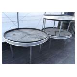 (3) Round Metal & Plastic Display Tables