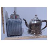Decorative Glass Jar & Metal Teapot