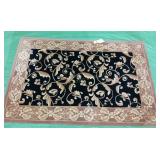 Black & Peach 100% Wool Rug