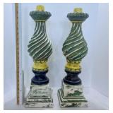 (2) Painted Glass Candle Holders