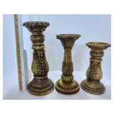 (3) Gold Painted Candle Holders