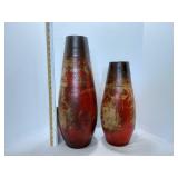 (2) Painted Glass Vases