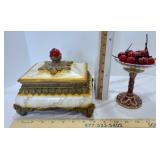 Decorative Box w/Lid & Dish w/ Cherries