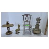 Brass Soap Dish & Pelican, Metal Chair & Music