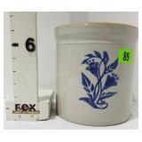 Stoneware Crock with Blue Flowers