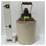 Brown Top Stoneware Jug w/Wood Bale Hanfle