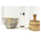 Spongeware Mixing Bowl & Butter Print Mold