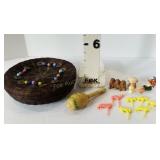 Sewing Basket & Small Figurines