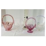 (4) Fenton & Smith Glass Baskets