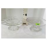 (2) Clear Glass Pedestal Cake Stands