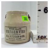 H. A. Johnson Stoneware Preserves Canning Jar