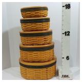 (5) Longaberger Collectors Club Nesting Boxes w/