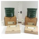 (2) Longaberger Ivy Pint Salt Crocks w/Lids NIB