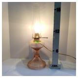 Electrified Pink Glass Oil Lamp