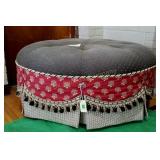 Large Round Ottoman w/Print Fabric Sides