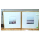 (2) Water Prints w/Boat & Umbrella