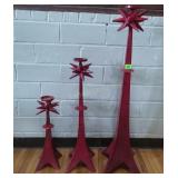 Decorative Three Piece Red Metal Candle Holders