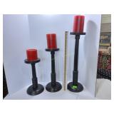 (3) Wooden Candlesticks