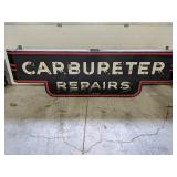 Porcelain sign, neon, Carburetor Repairs, original