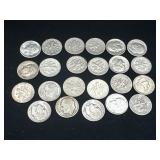 Group of 23 silver Roosevelt dimes