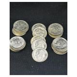 Group of 25 silver Roosevelt dimes