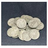 Group of 22 silver war nickels